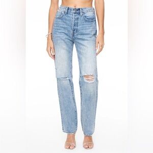 NWT PISTOLA Cassie City Lights Distressed High Rise Straight Jeans emblishments